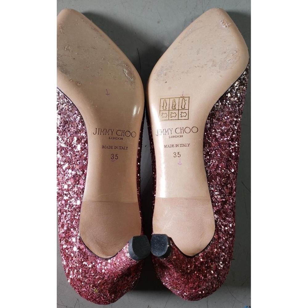 Jimmy Choo Pumps Women Size 35-4.5 Pink Silver Glitter Romy Pointed Toe Sparkle - Picture 6 of 15